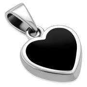 Black Onyx Heart Silver Pendant, p502